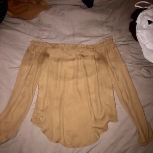 Off the shoulder beige blouse